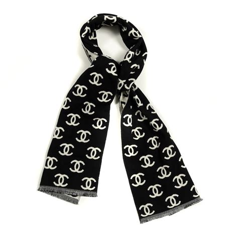 chanel blaxk and white scarf|Chanel cashmere stole.